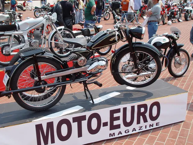 In this picture we can see bikes on the pathway and some bikes are on the box shaped objects. Some...